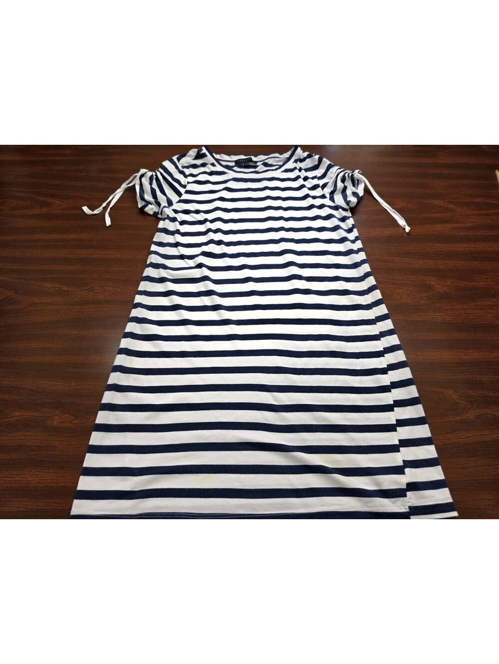 Sanctuary Clothing Womens Small Blue White Striped Tee Tie Sleeve Casual Top